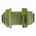 Midland Metal Bulkhead Union, Union, 38 Nominal, PushIn, 0 to 150 psi, 33 to 140 deg F, Plastic 20128P